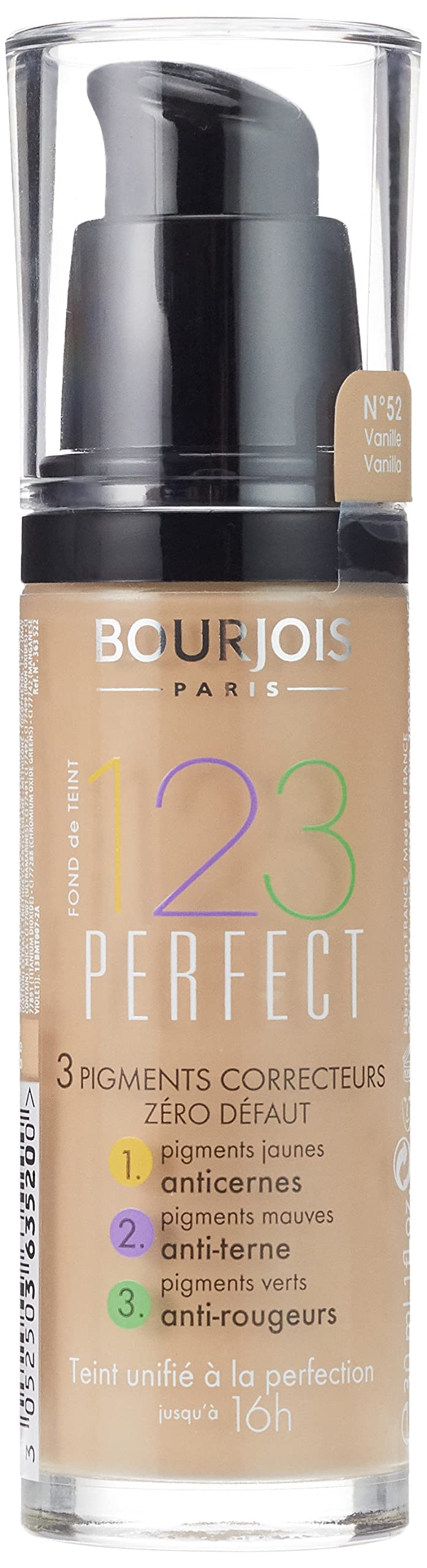 Bourjois Fond de Teint 123 Perfect Foundation for Women, # 52 Vanille, 1 Ounce