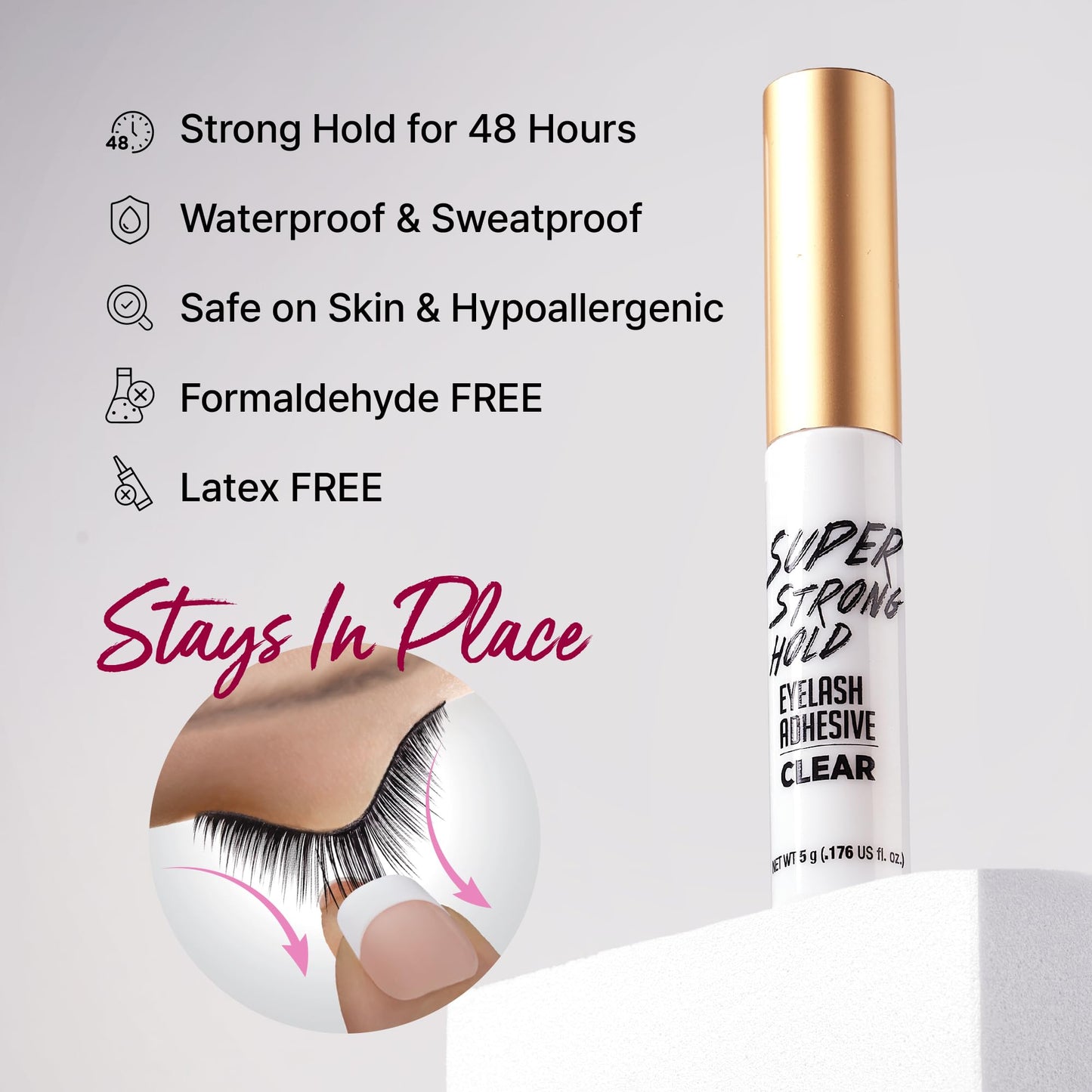 i•ENVY Super Strong Hold Eyelash Adhesive, Waterproof, 48-Hour Long-Lasting Lash Glue, Latex-Free, Hypoallergenic, Quick-Drying with Brush-On Beauty & Personal Care i•ENVY