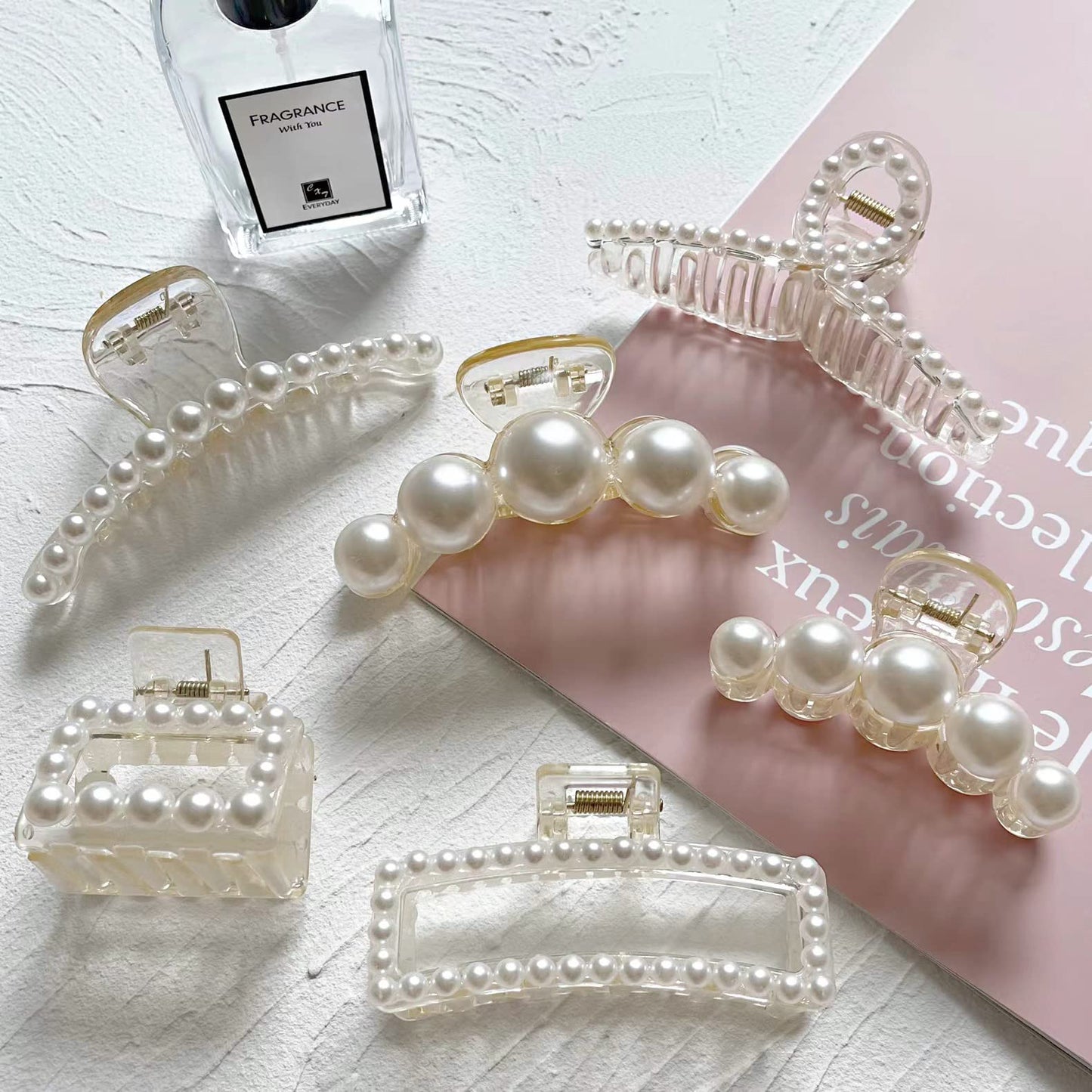 6 Pcs Pearl Hair Clips for Women Large Claw Clips for Thin Thick Hair White Hair Claw Clips for Wedding Gift Nonslip Hair Accessories for Women Beauty & Personal Care Sisiaipu