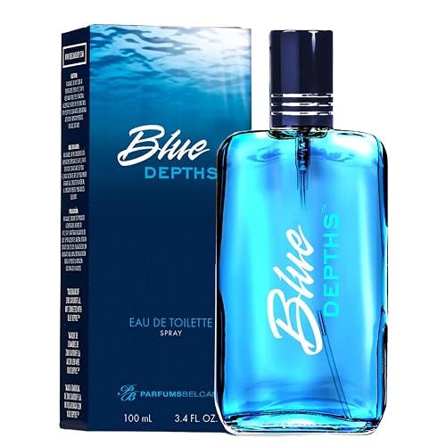PB ParfumsBelcam Blue Depths Eau de Toilette Fragrance Spray - 3.4 Fl Oz. Fresh Aquatic Cologne for Men with Crisp Citrus, Warm Musk & Amber Scent Beauty & Personal Care PB ParfumsBelcam
