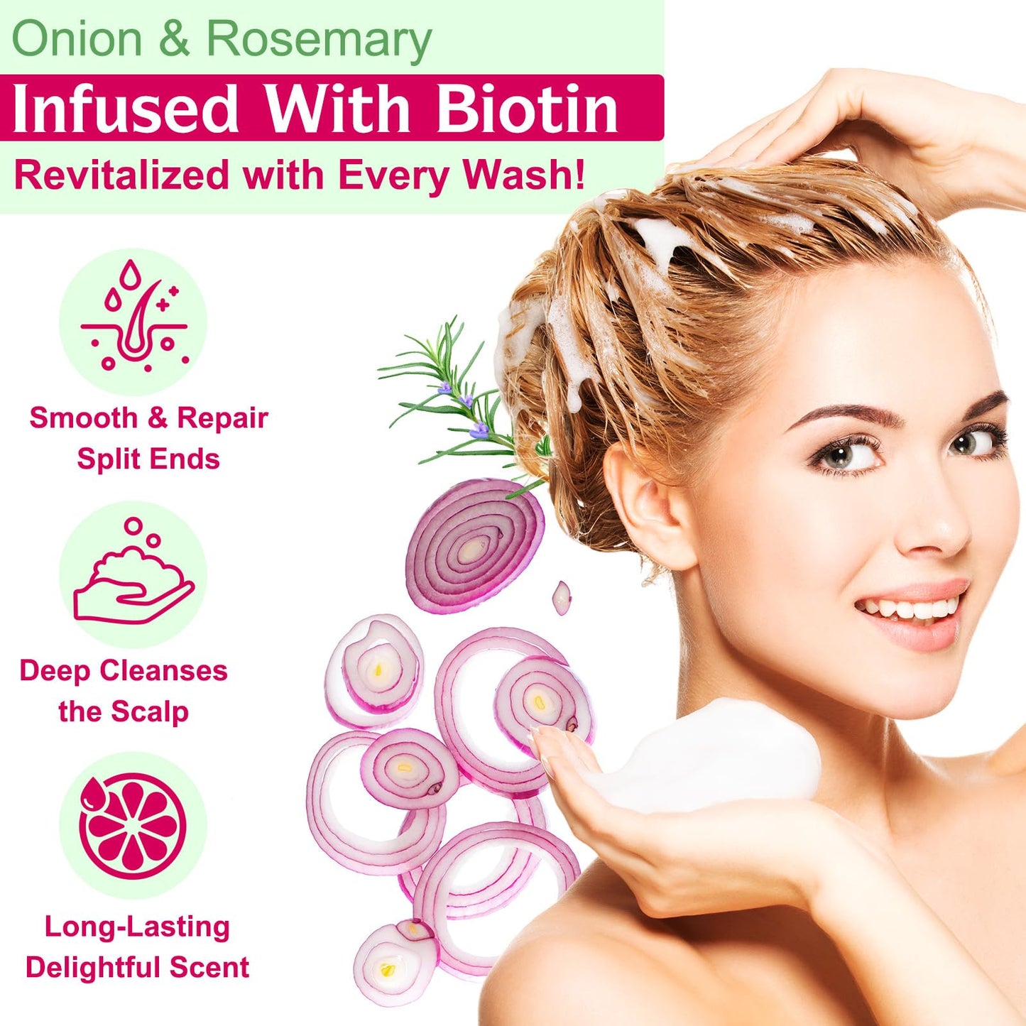 FSLHCY Onion Biotin and Rosemary Shampoo and Treatment Set, All Hair Types Conditioner Hair Care, Thinning Hair, Reduce Hair Loss -Soft and Shine Beauty & Personal Care FSLHCY
