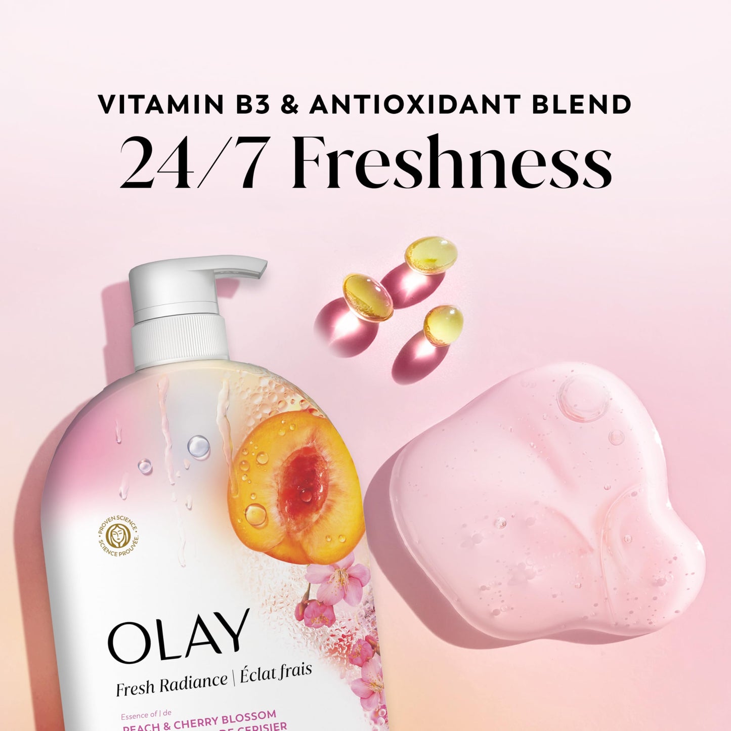 Olay Body Wash for Women, Fresh Radiance, 24/7 Skin-Loving Freshness, Visibly Radiant, Plant Based Cleansers, Vitamin B3 & Antioxidant Blend, For All Beauty & Personal Care Olay