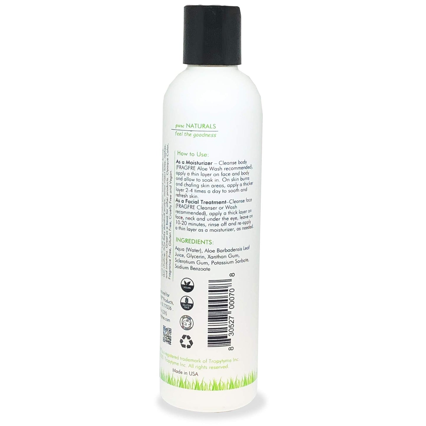 FRAGFRE All-Natural Aloe Vera Gel 8 oz - No Synthetic Carbomer or Acrylate - 100% Natural Aloe Vera Soothing Gel - After Sun Exposure Skin Care Beauty & Personal Care FRAGFRE