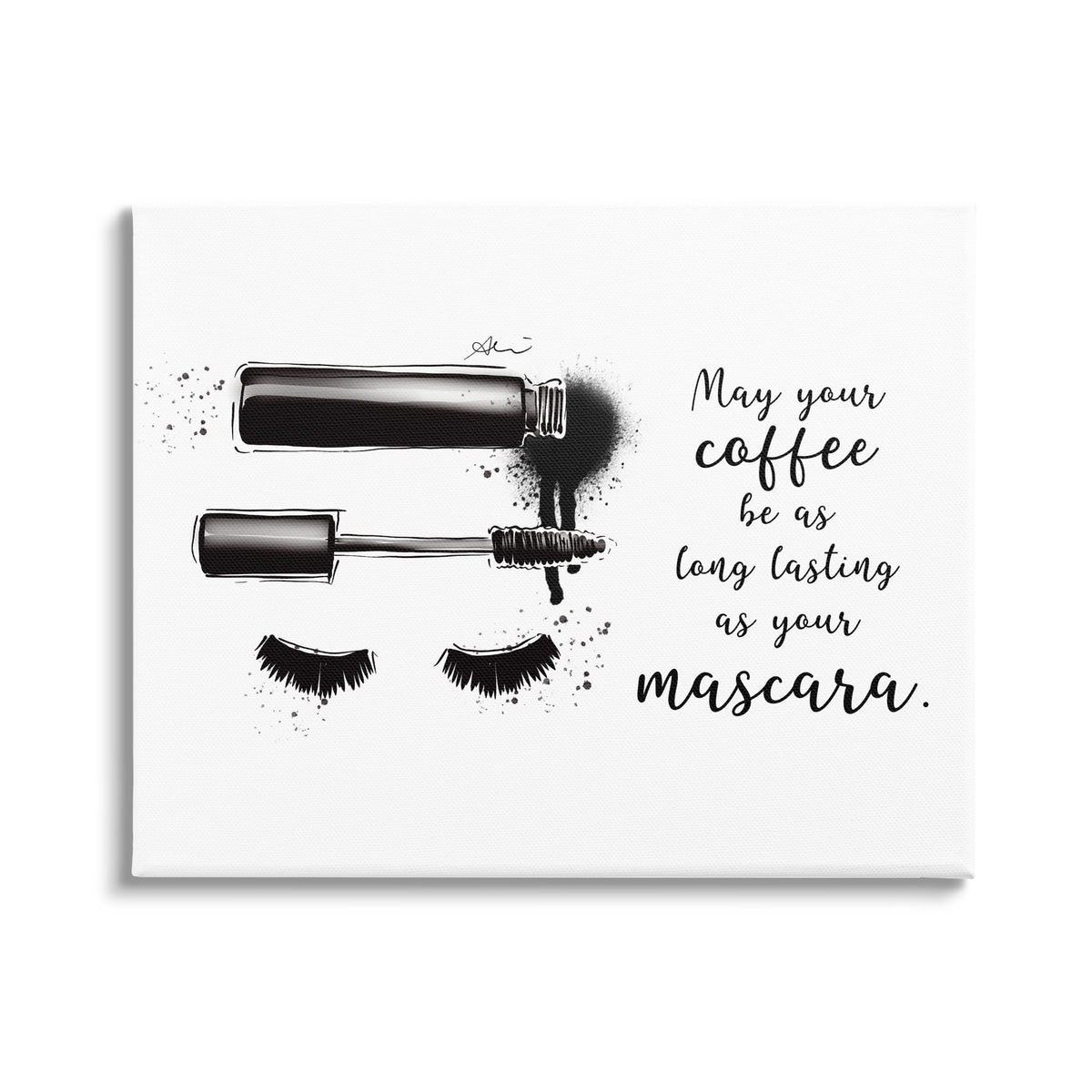 Stupell Industries Coffee & Lashes Mascara Phrase Canvas Wall Art, Design by Alison Petrie Beauty & Personal Care Stupell Industries