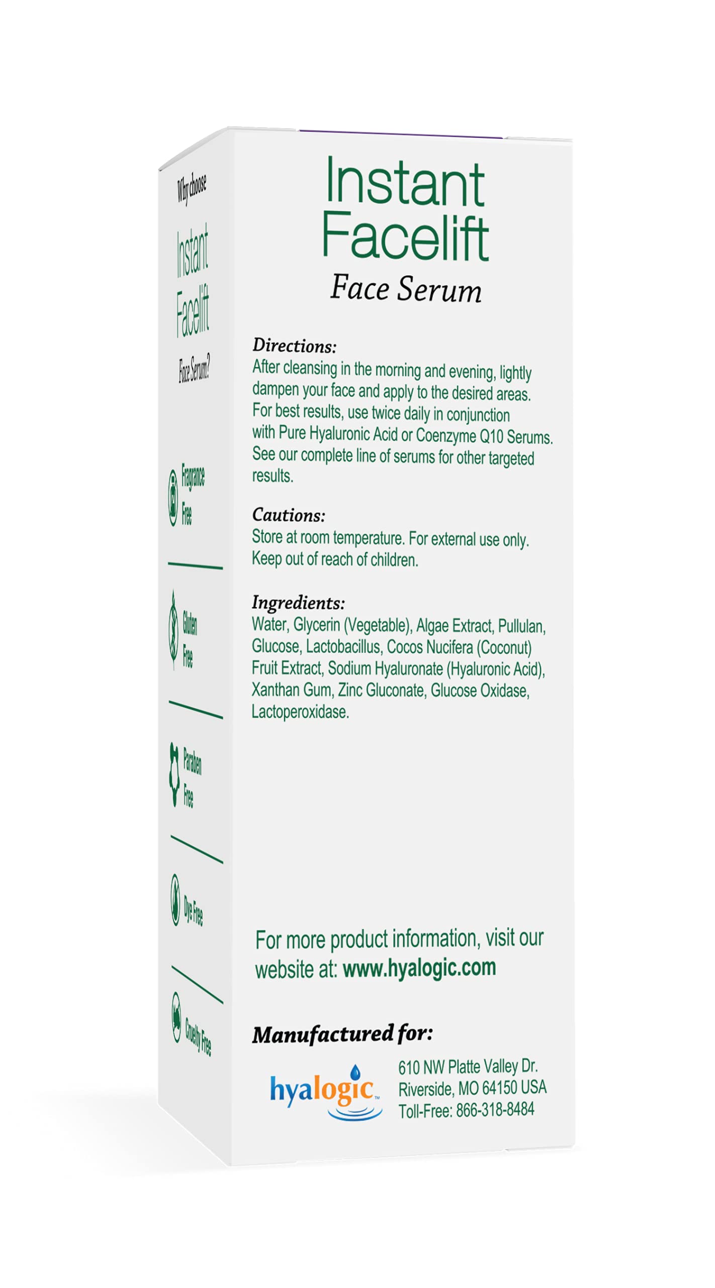 Hyalogic Instant Facelift Serum - Hyaluronic Acid & Pepha®-Tight for Skincare - Facial Serum for Instant Skin Firming, Fine Line & Wrinkle Reduction Beauty & Personal Care Hyalogic