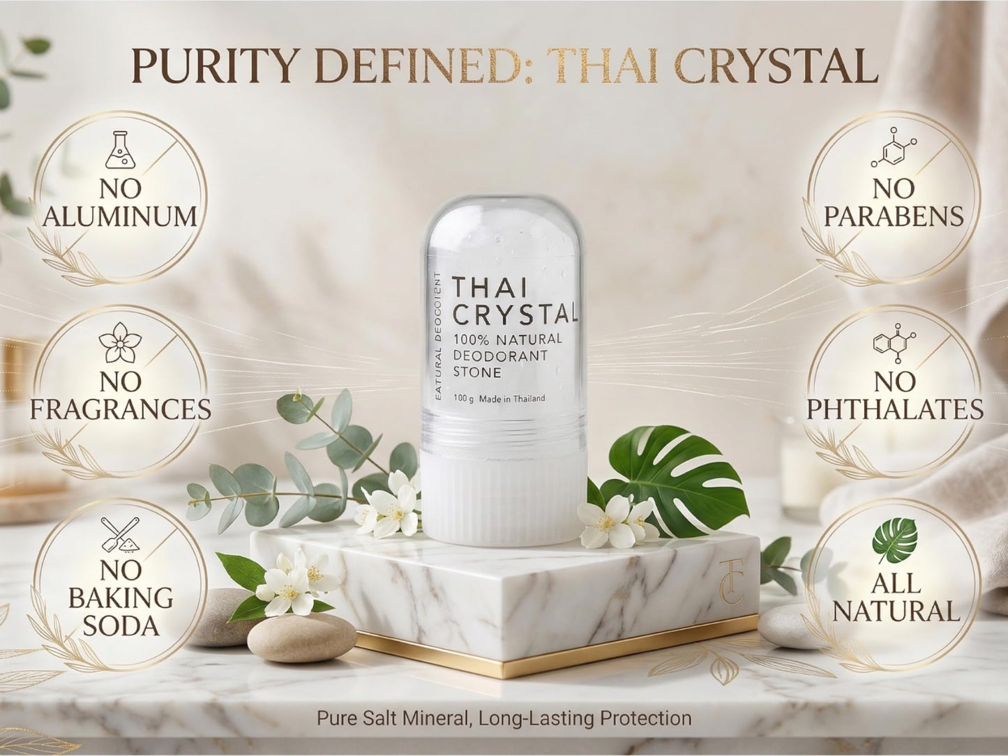 All-Natural Mineral Deodorant Stick Set of 2- Non Aluminium Thai Crystal Stone for Lasting Odor Control, Unisex, By Verve CULTURE Beauty and Personal Care Verve CULTURE