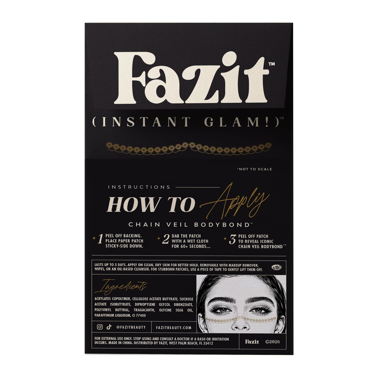 Fazit Makeup Patches - Chain Veil Bodybond - Glow Up Make-Up Patches - Cute Glitter Makeup Accessories for Women - Cosmetic Glitter for Face Beauty & Personal Care Fazit