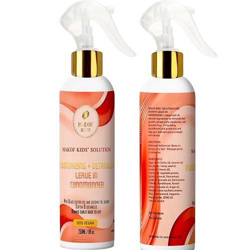 Kids Leave in Conditioner, Softens, Detangles Tough and Tangles Knots. Nourishing and Natural Formula with Mango butter, Keratin, Jojoba oil, Hemp Beauty & Personal Care MAKOF BEAUTY