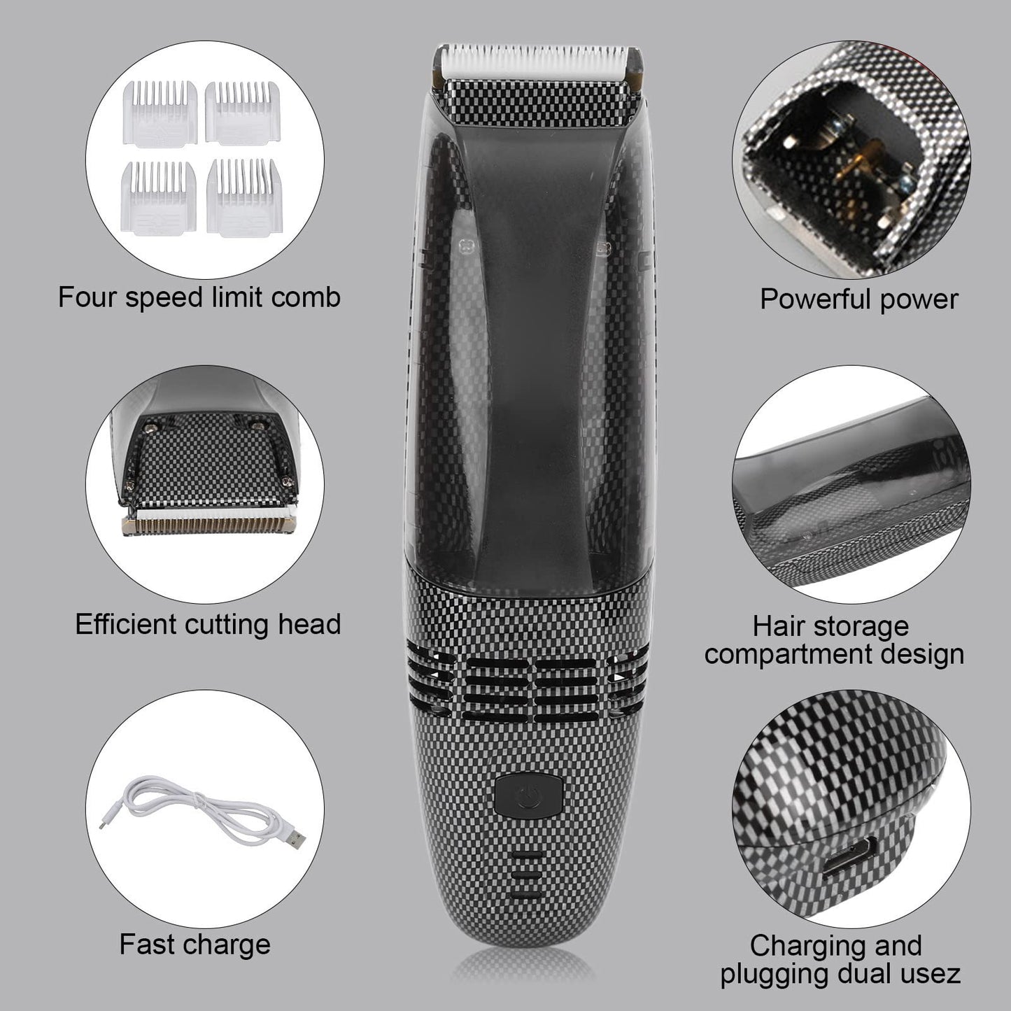 Yunir Hair Clippers, Pro Cordless USB Rechargeable Hair Clipper and Trimmer, Cordless Hair Clippers with Automatic Hair Suction, Hair Cutting Kit Beauty and Personal Care Yunir