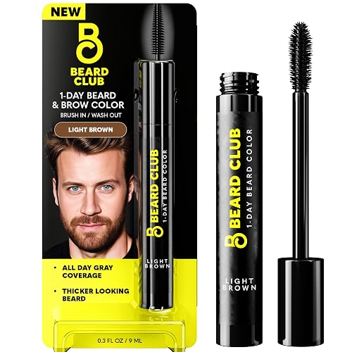 The Beard Club 1 Day Temporary Beard Dye for Men - Light Brown Beard, Mustache & Eyebrow Color for a Fuller, Well-Defined Look, Water & Sweat Beauty & Personal Care The Beard Club