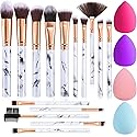 Makeup Brushes DUAIU 15PCs Marble Makeup Brush Set Premium Synthetic Kabuki Powder Blush Contour Foundation Concealer Eyeshadow Brushes with Makeup Beauty & Personal Care DUAIU