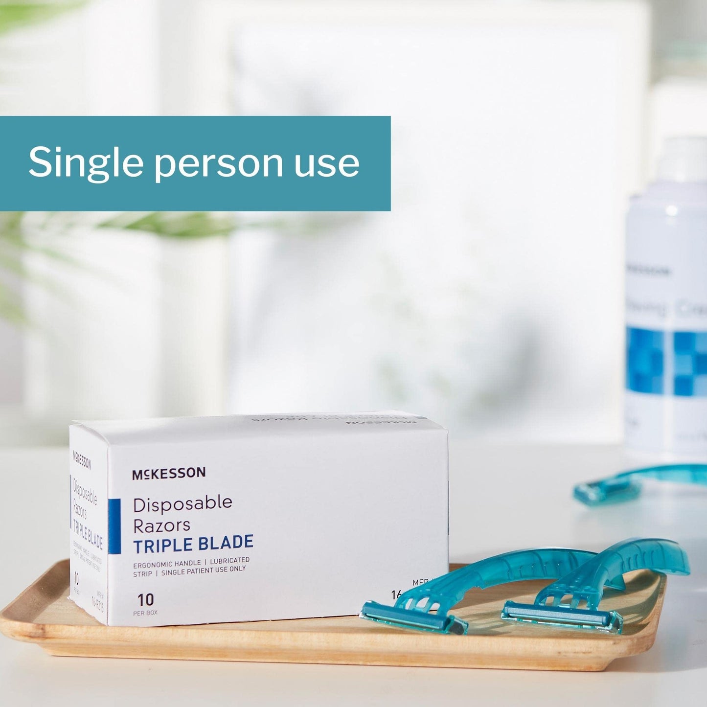 McKesson Disposable Razors, Stainless Steel Triple Blade, Lubricated Strip, Ergonomic Handle, Turquoise, 10 Count, 1 Pack Beauty and Personal Care McKesson