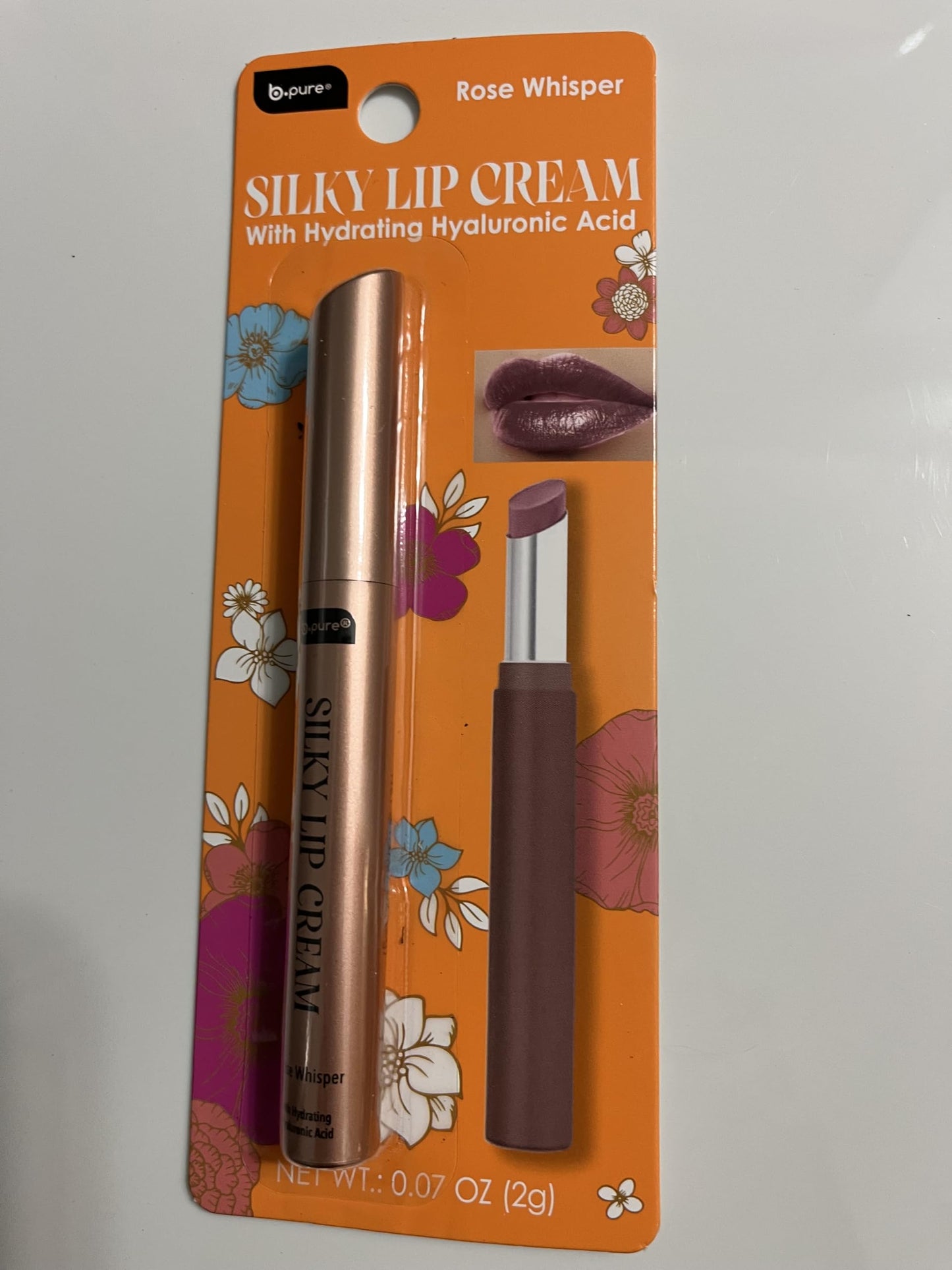 B.pure Silky Lip Cream with Hydrating Hyaluronic Acid, Rose Whisper, 0.07 oz (2g) Beauty and Personal Care b.pure