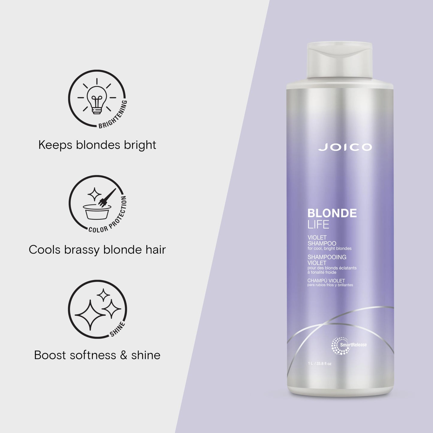 Joico Blonde Life Violet Shampoo | For Cool & Bright Blonde Hair | Neutralize Brassy Tones | Banish Yellow Tones | Boost Shine | Sulfate Free | Beauty & Personal Care Joico