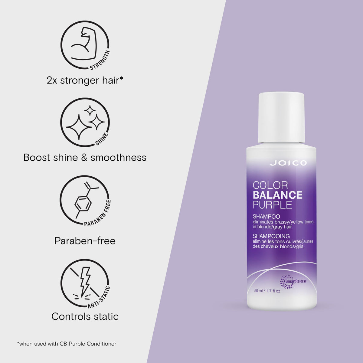 Joico Color Balance Purple Shampoo | For Cool Blonde, Gray Hair | Eliminate Brassy Yellow Tones | Boost Color Vibrancy & Shine | UV Protection | Beauty & Personal Care Joico