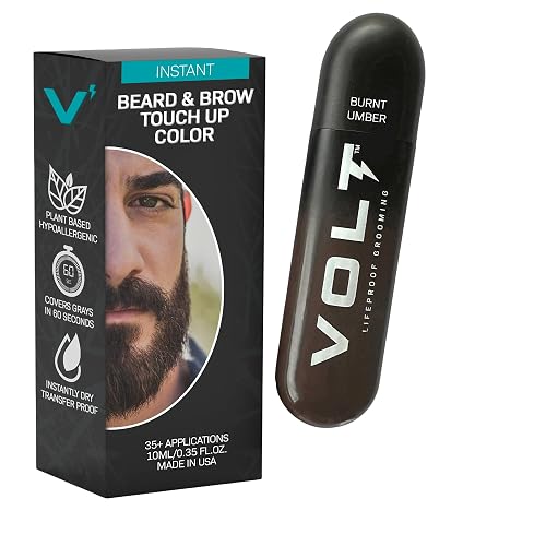 VOLT Grooming Temporary Instant Beard Color for Men, Quick Drying Plant-Based Brush On Beard, Mustache & Eyebrow Color, Sensitive Skin Safe, Burnt Beauty & Personal Care VOLT