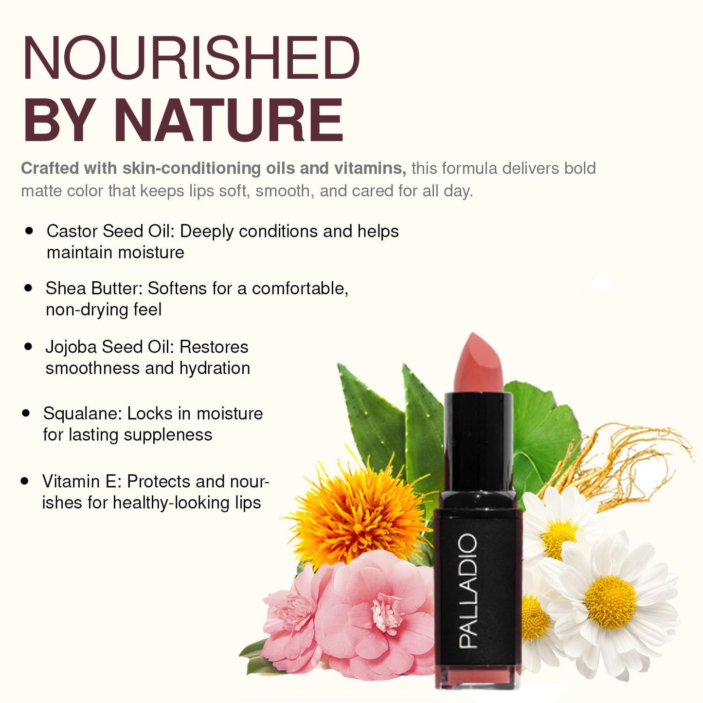 Palladio Herbal Matte Lipstick, Coral, Creamy and Full Coverage Long Lasting Matte Lipstick Beauty & Personal Care Palladio