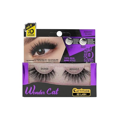 CATTITUDE 3D LASHES August Wonder Cat Faux Mink False Eyelashes, Lightweight & Reusable, Cruelty-Free Beauty & Personal Care EBIN NEW YORK