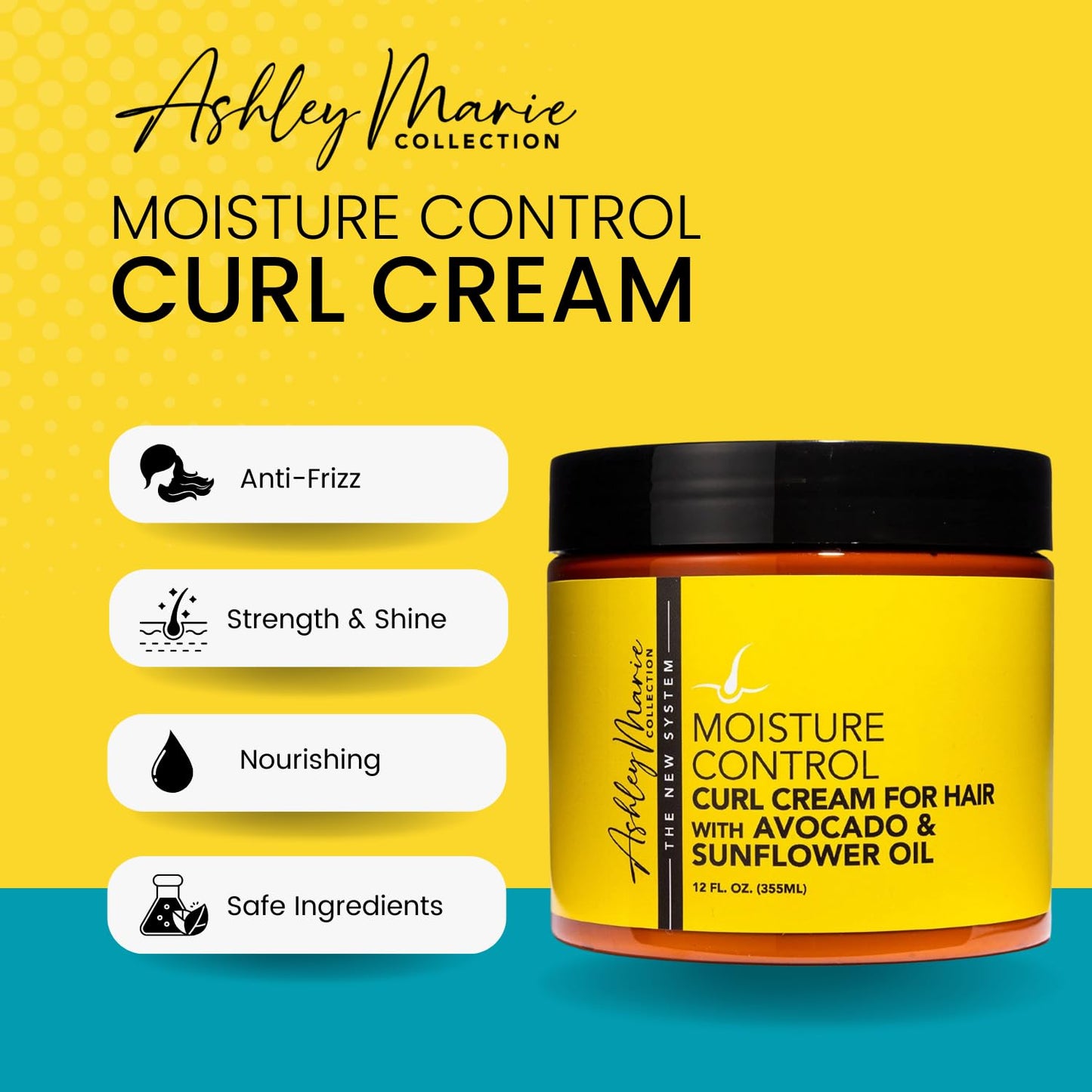 The Hair Diagram - Ashley Marie Moisture Control Curl Cream with Avocado & Sunflower Oil - Natural Ingredients - Anti Frizz Curly Hair Styling Cream Beauty & Personal Care The Hair Diagram