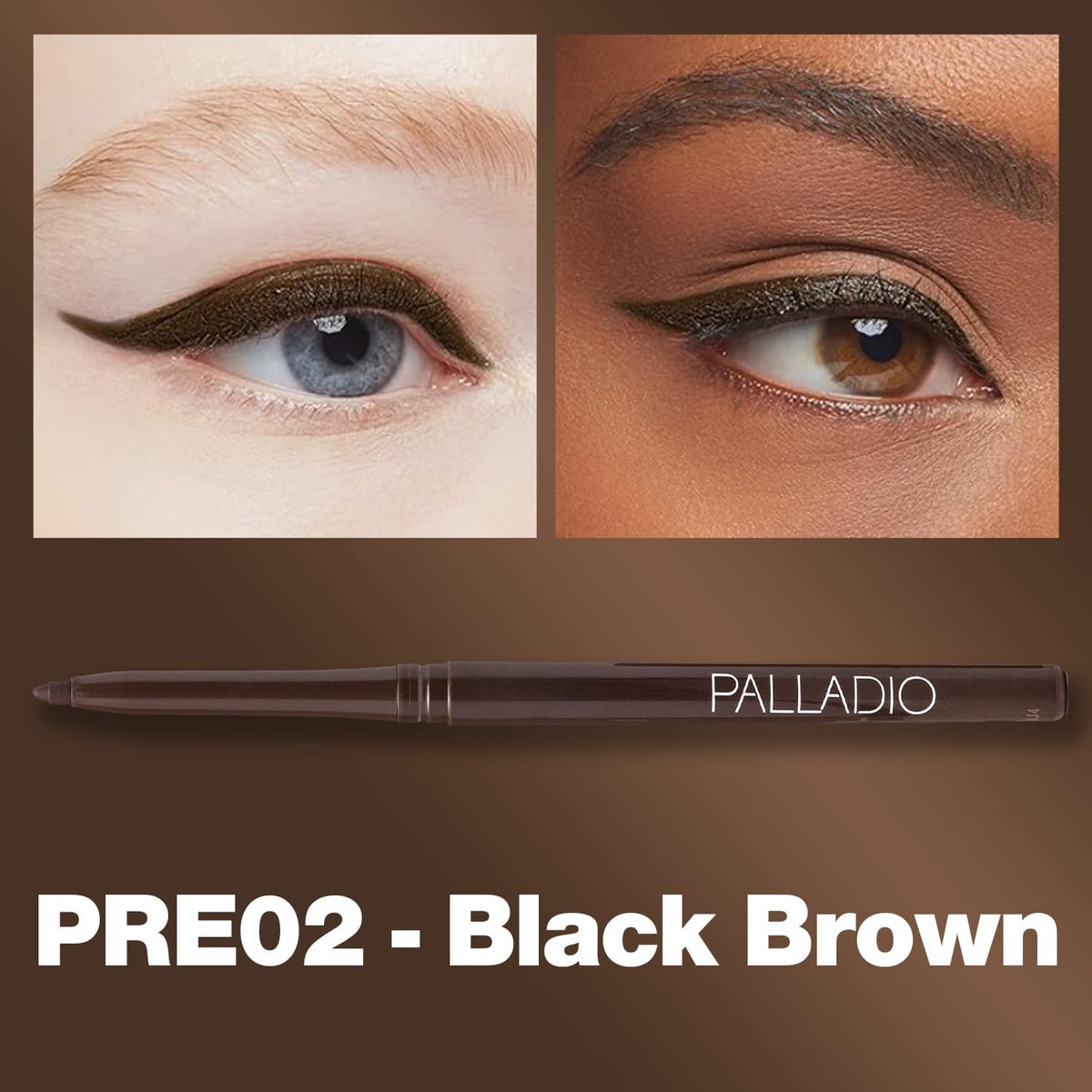 Palladio Retractable Waterproof Eyeliner, Richly Pigmented Color and Creamy, Slip Twist Up Pencil Eye Liner, Smudge Proof Long Lasting Application Beauty & Personal Care Palladio