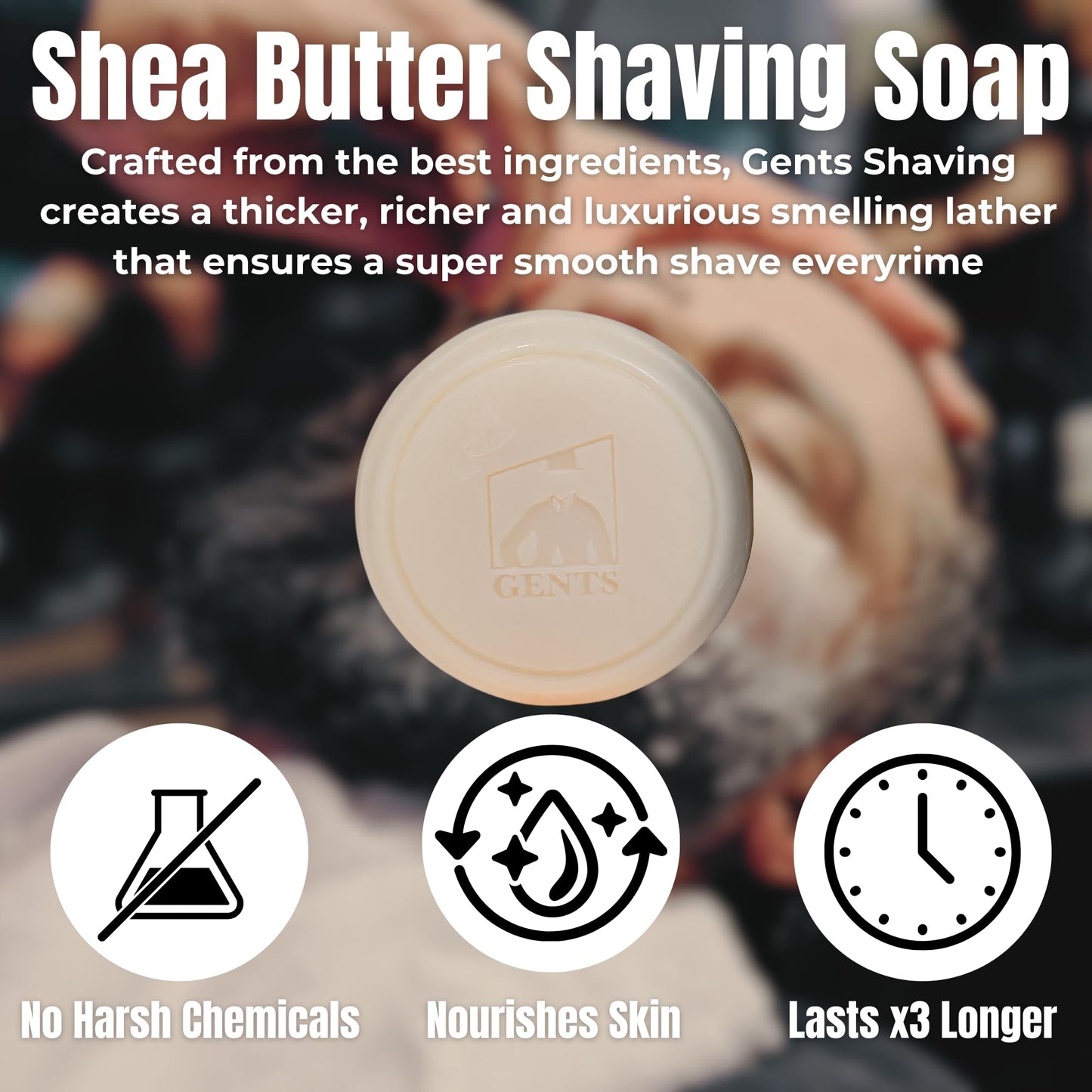 GENTS Men’s Shaving Soap Set - 3 Pack Natural Fragrance Free Shave Bars with Shea Butter for Sensitive Skin, Rich Lather, Razor Burn Relief Beauty and Personal Care G.B.S