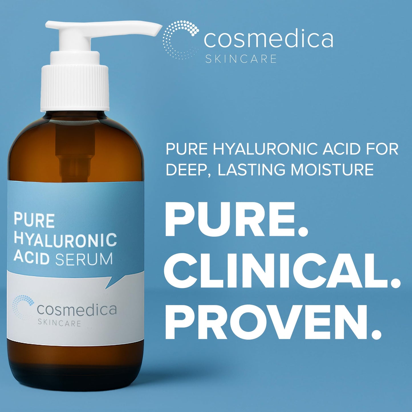 Hyaluronic Acid Serum for Skin 100% Pure-Anti-Aging Serum - Intense Hydration + Moisture, Non-greasy, Paraben-free Hyaluronic Acid for Your Face 8 oz Beauty & Personal Care Cosmedica Skincare
