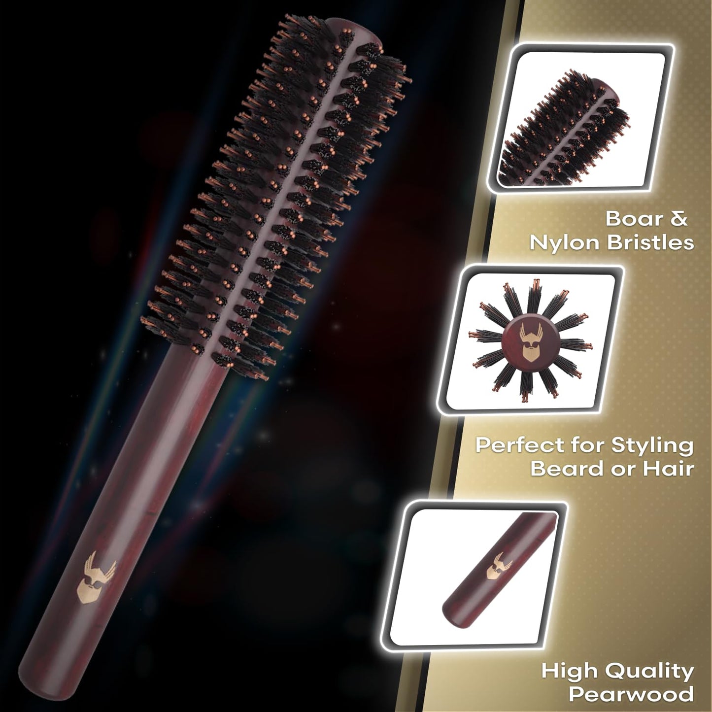 The Beard Struggle Viking Roller Brush - Heat-Resistant Round Hair Brush for Styling Hair or Beard - Reduce Frizz & Tangles - Beard Brush for Men Beauty and Personal Care The Beard Struggle