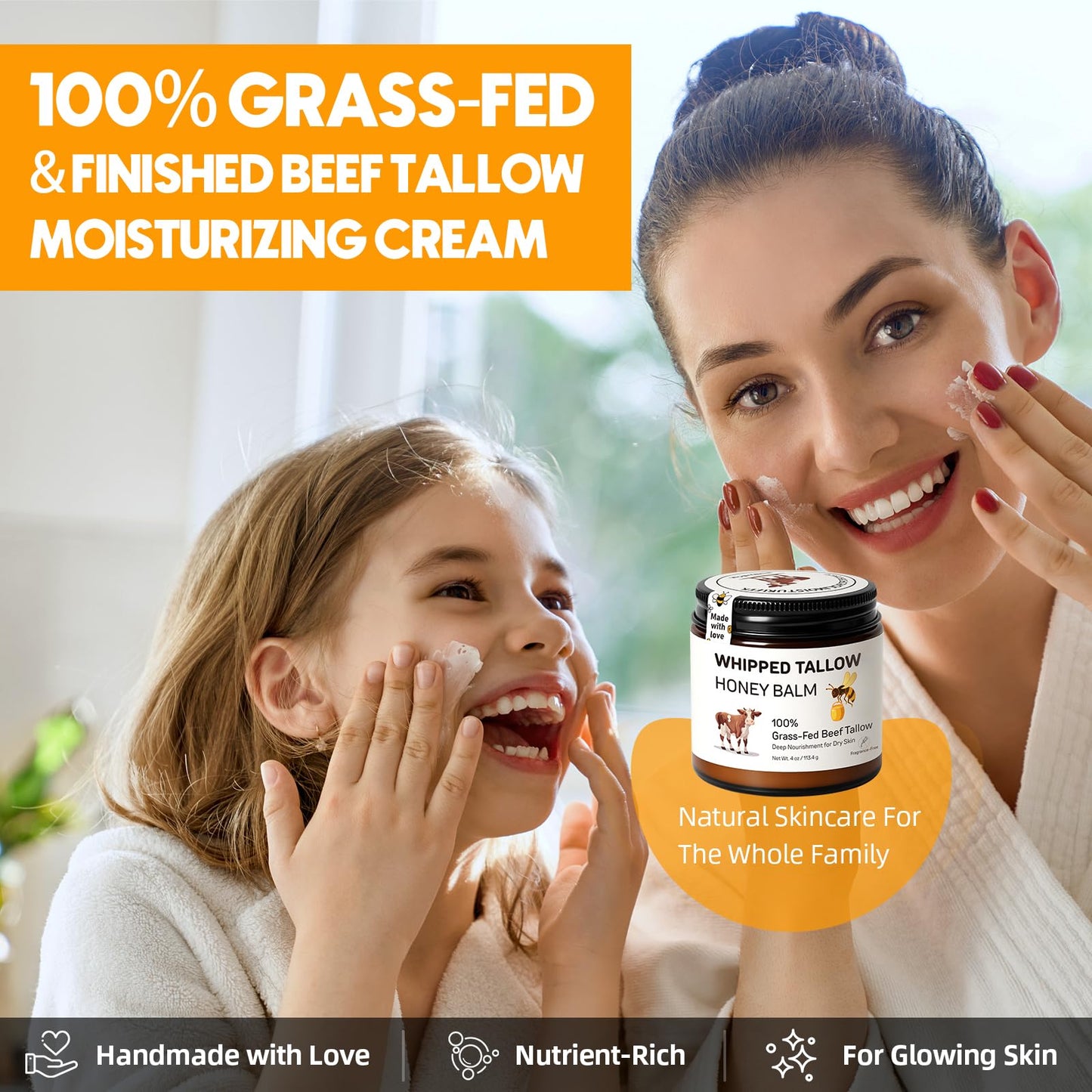 Starwise Beef Tallow for Skin, 100% Grass-Fed Whipped Beef Tallow and Honey Balm, Moisturizer for Face & Body, Natural Formula with Organic Jojoba Beauty & Personal Care Starwise