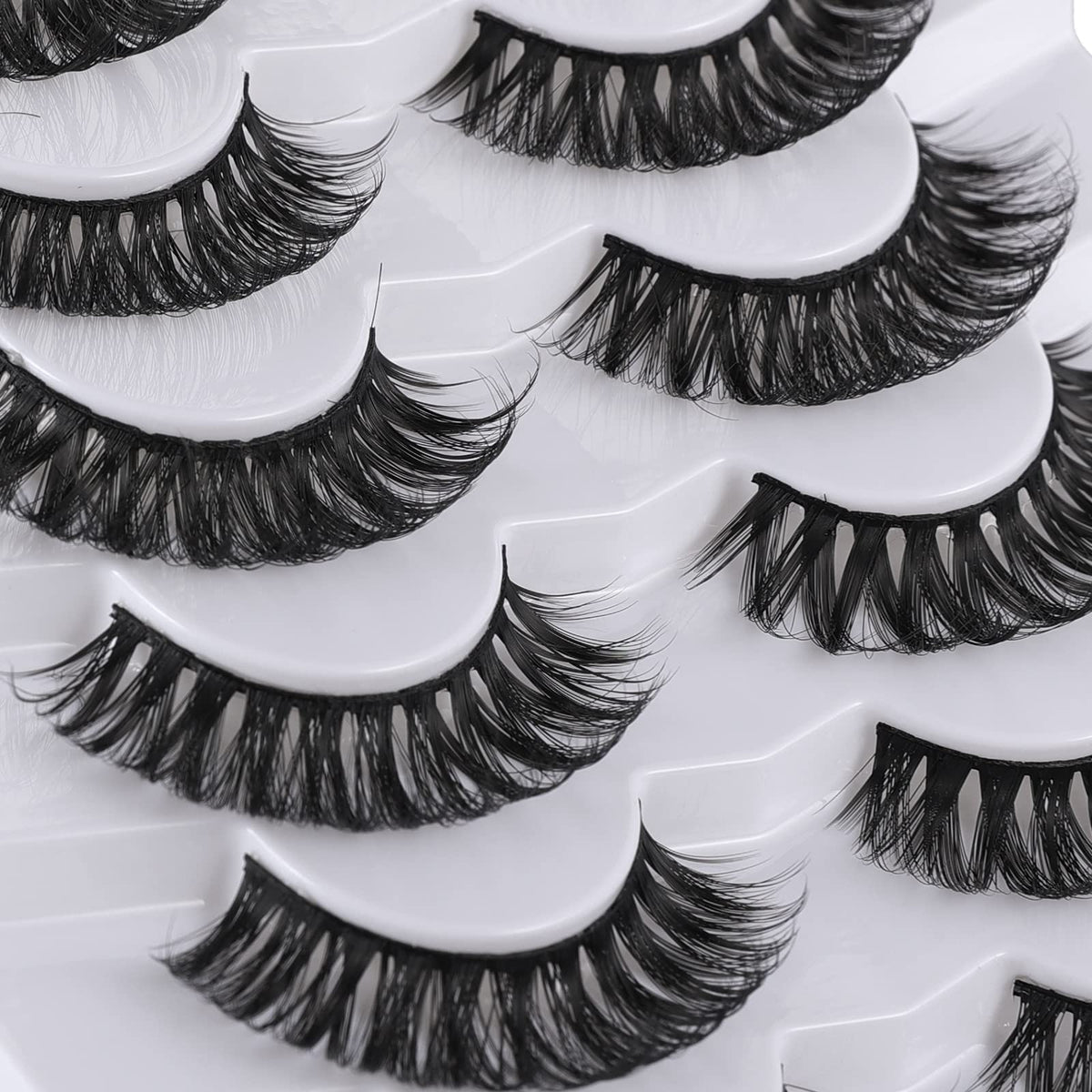 Mebver Russian Strip Lashes False Eyelashes Cat Eye Lashes Faux Mink Lashes Natural Look Fake Eyelashes Fluffy Wispy Lashes That Look Like Extensions Beauty & Personal Care Mebver