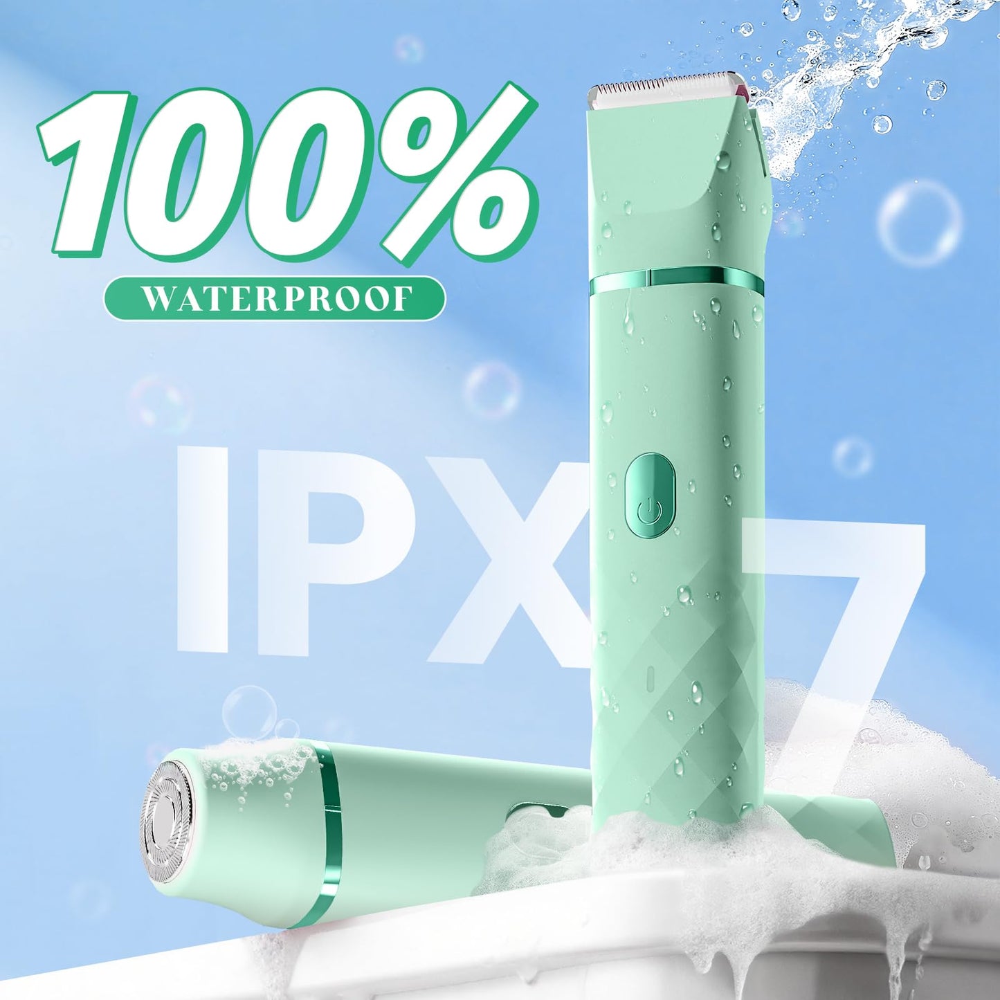 Bikini Trimmer for Women, IPX7 Waterproof, Painless Rechargeable Electric Razor Remover, 2-in-1 Facial & Pubic Hair Removal for Sensitive Skin Beauty and Personal Care AIDIAM