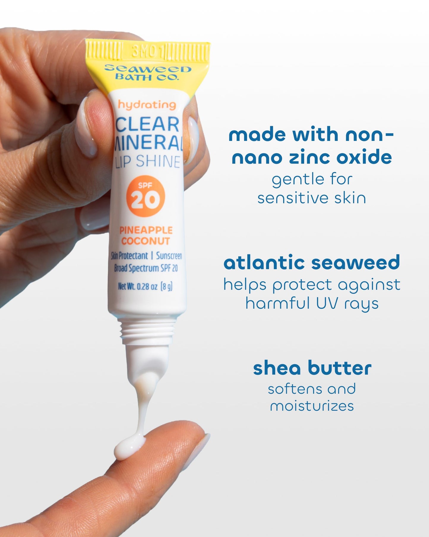 Seaweed Bath Co. Hydrating Clear Mineral Lip Shine - SPF 20 Sunscreen Zinc Oxide Lip Balm - Nourishing Care to Hydrate & Protect Dry, Chapped Lips Beauty and Personal Care The Seaweed Bath Co.