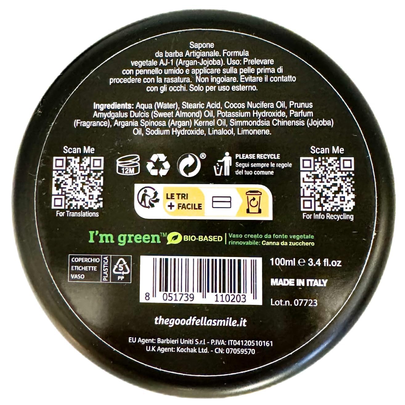 The Goodfellas’ Smile SEA CITRUS (Sea Air & Lemon) Italian Shaving Soap - Soft Lathering Soap Made in Italy for Use with Brush, Safety Razor or Beauty and Personal Care The Goodfellas' smile