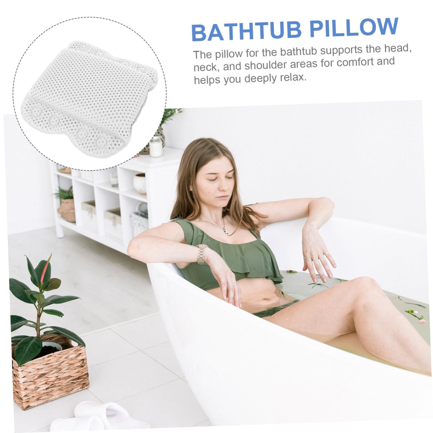PartyKindom Comfortable Bathtub Pillow for Neck and Back Support Durable Head Rest Cushion with Powerful Suction Cups for Fatigue Relief for Spa Beauty and Personal Care PartyKindom