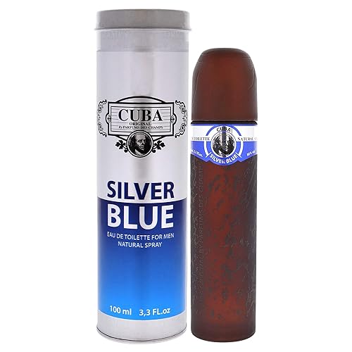 Cuba Silver Blue Eau de Toilette Spray for Men, 3.3 Ounce, brown Beauty & Personal Care Cuba