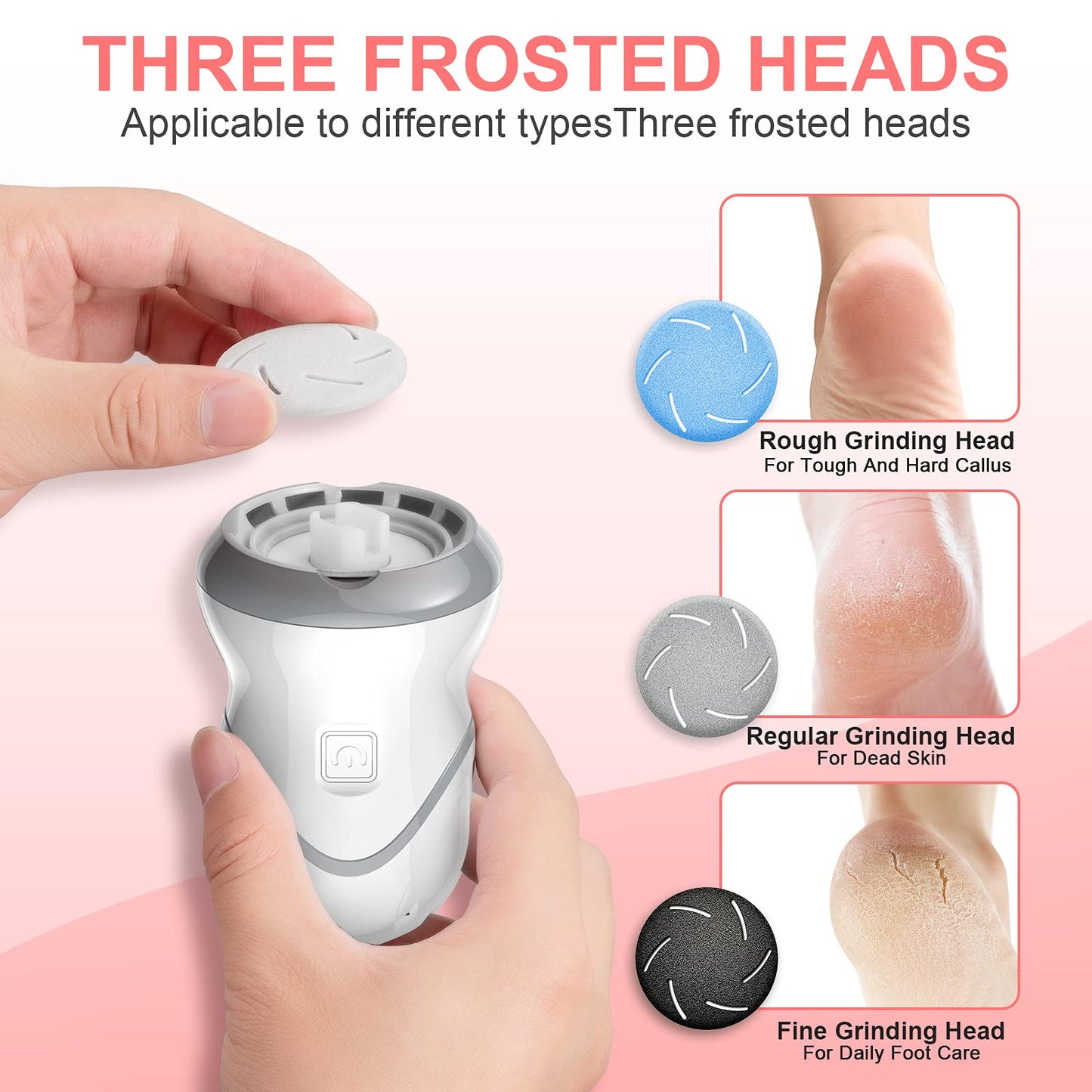 Professional Electric Feet Callus Remover,Portable Rechargeable Foot File Pedicure Tools with Vacuum Adsorption Foot Grinder 2 Speed 3 Grinding Heads Beauty & Personal Care HQISTAR