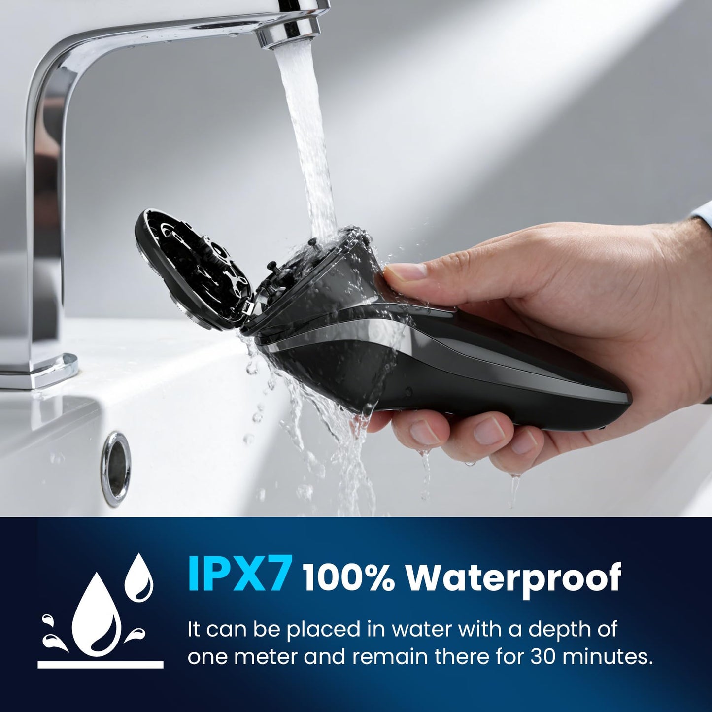 Electric Razor for Men Waterproof: Upgraded Rechargeable IPX7 Waterproof Shaver, Perfect for Men with Sensitive Skin and Travelers with Pop-Up Beauty and Personal Care Phisco