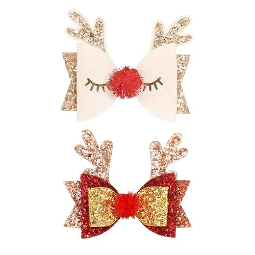 Christmas Bow Hair Clips Antler Girls Hairpins Glitter Hair Barrettes Holiday Cute Hair Accessories Best Gift for Kids Beauty & Personal Care melyde