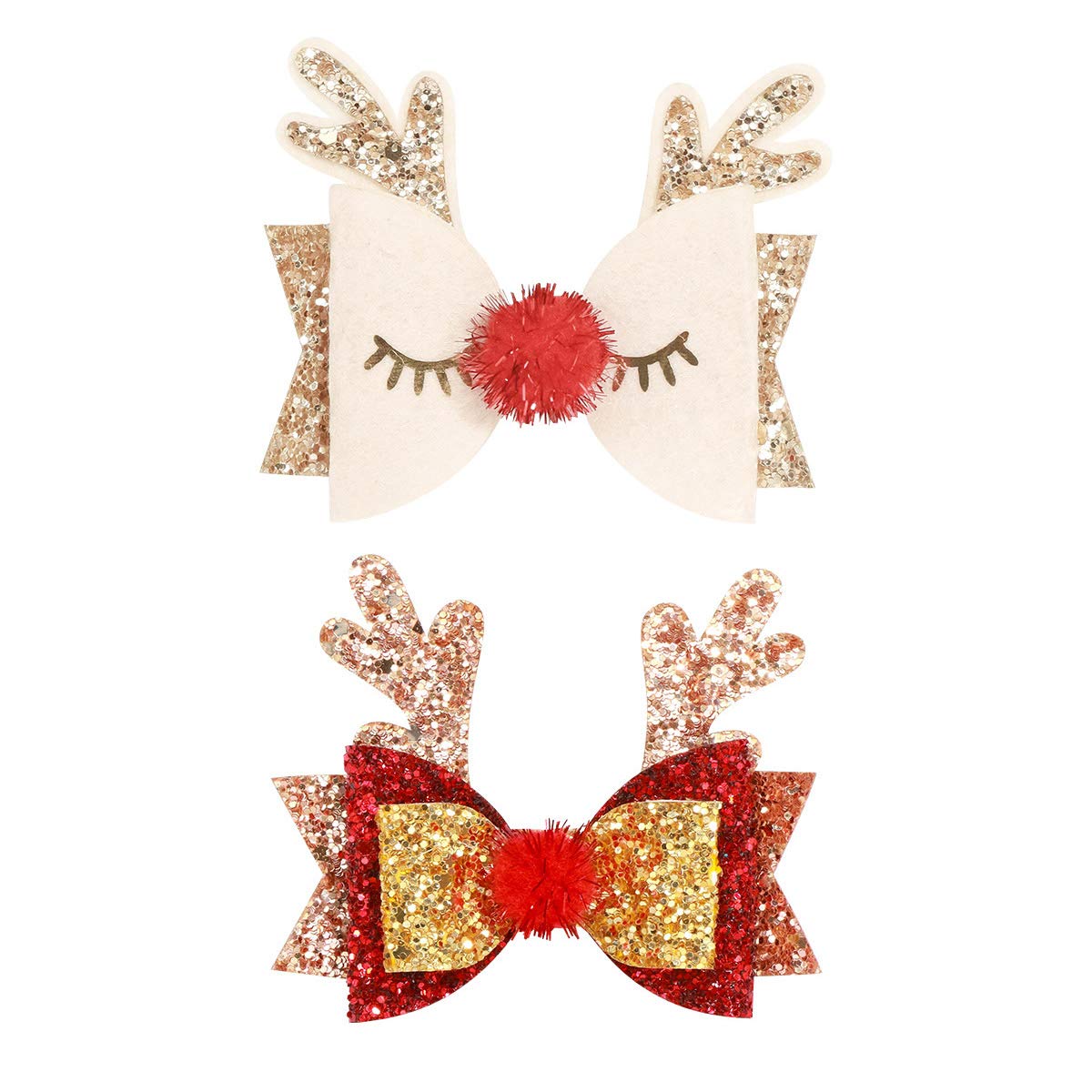 Christmas Bow Hair Clips Antler Girls Hairpins Glitter Hair Barrettes Holiday Cute Hair Accessories Best Gift for Kids Beauty & Personal Care melyde