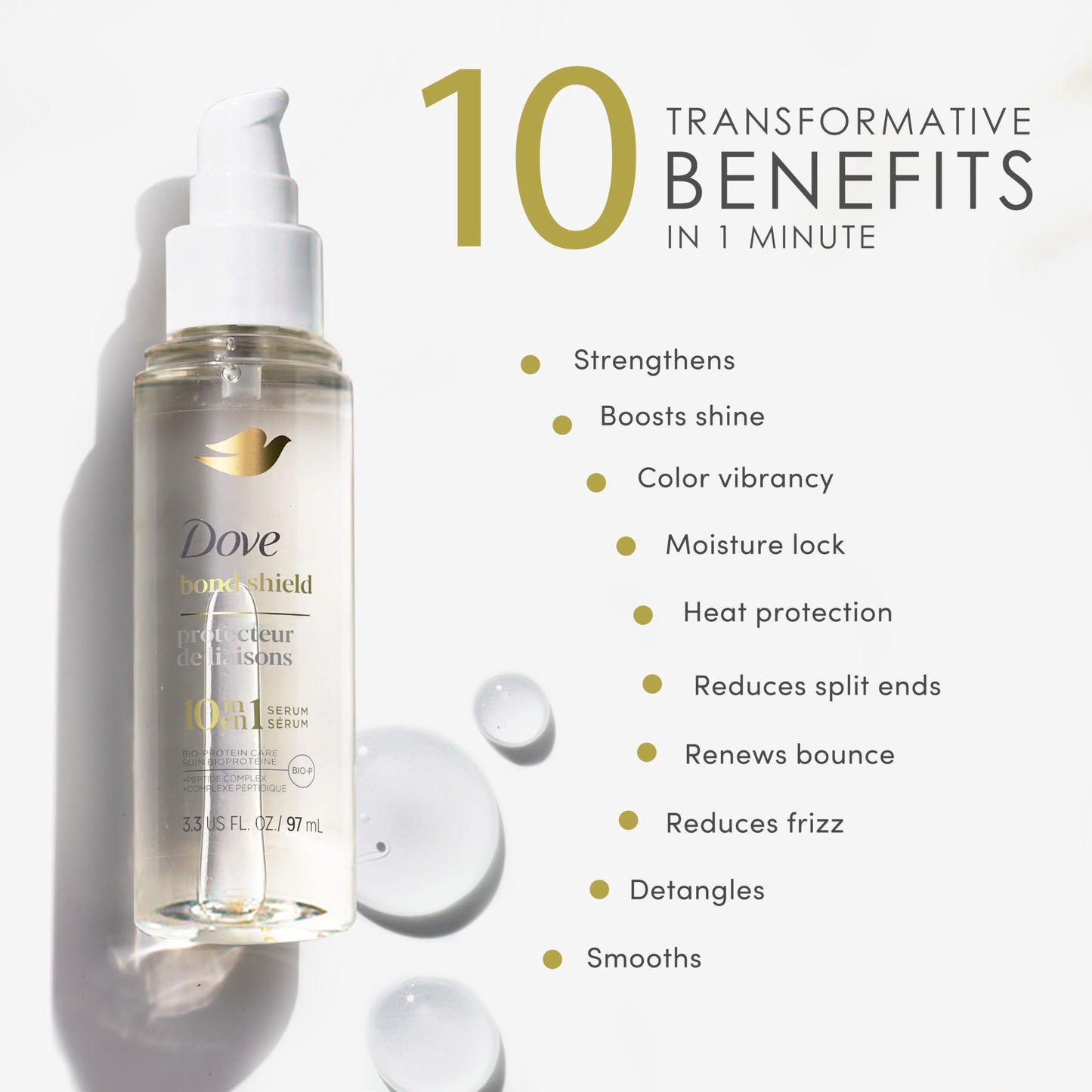 Dove Serum Bond Strength for Chemically Damaged Hair with Bio-Protein Care Technology and Peptide Complex 3.3 Fl Oz Beauty & Personal Care Dove