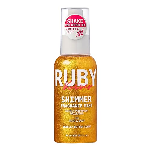 Ruby Kisses Shimmer Fragrance Body and Hair Mist Spray, Vanilla Glitter Body Perfume Spray, Skin Perfume, Liquid Illuminator Highlighter for Skin Beauty & Personal Care Ruby Kisses