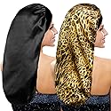 2 Pieces Long Silky Satin Sleep Bonnet for Curly Hair, Long Dreadlocks and Braids Hair Bonnets for Hair Care Beauty & Personal Care YOHITOP