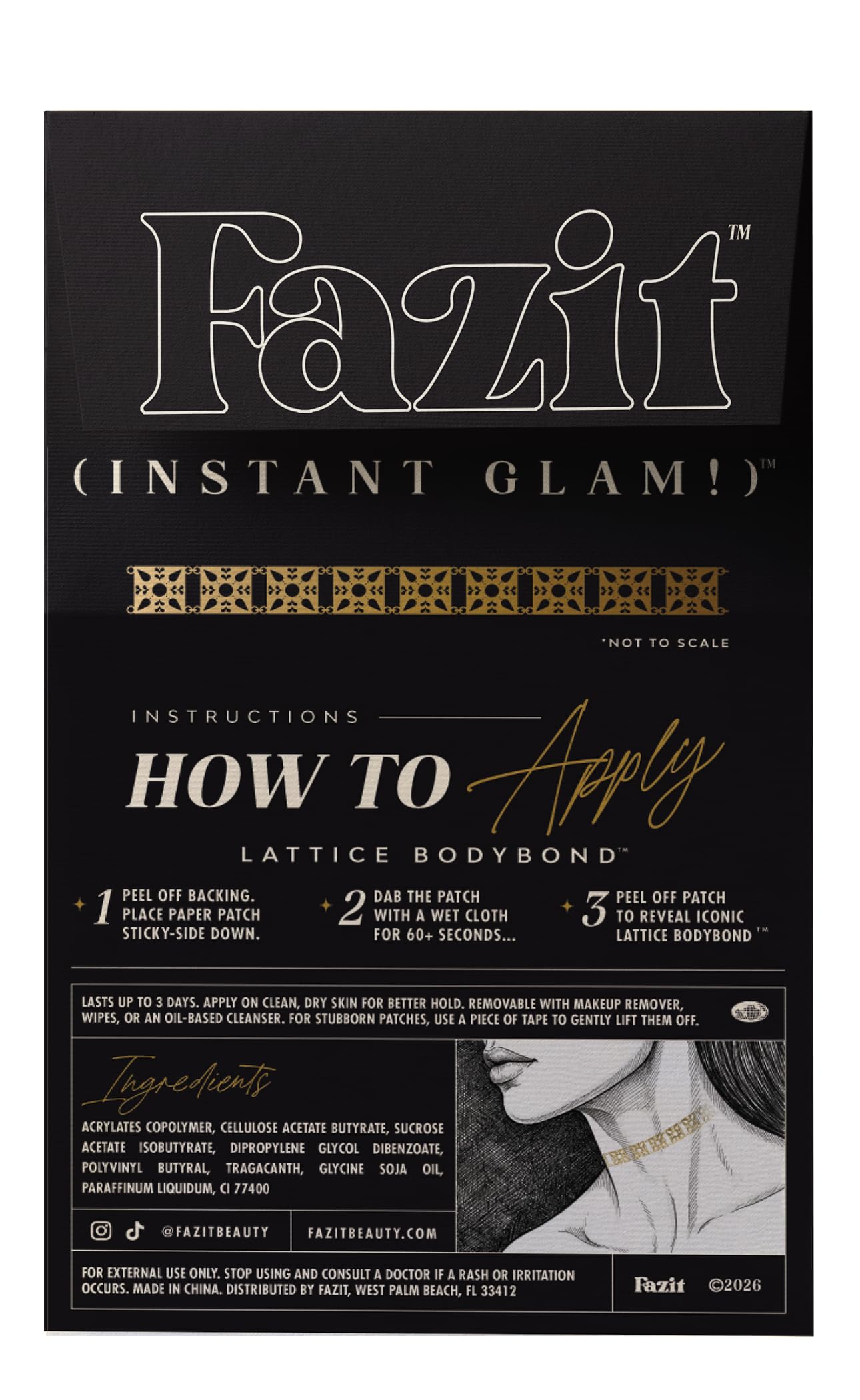 Fazit Makeup Patches - Lattice Bodybond - Glow Up Make-Up Patches - Cute Glitter Makeup Accessories for Women - Cosmetic Body Glitter Beauty & Personal Care Fazit