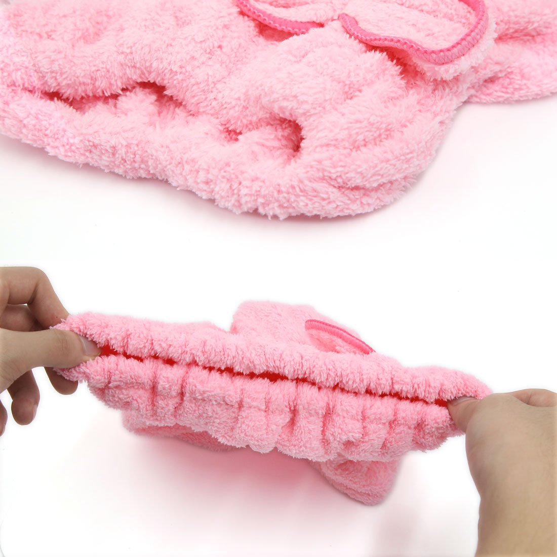 Ruilogod Elastic Band Soft Coral Velvet Bowknot Super Absorbent Hat Shower Cap Pink (id: 00d 1d8 6c9 f6b c78 Beauty and Personal Care Ruilogod