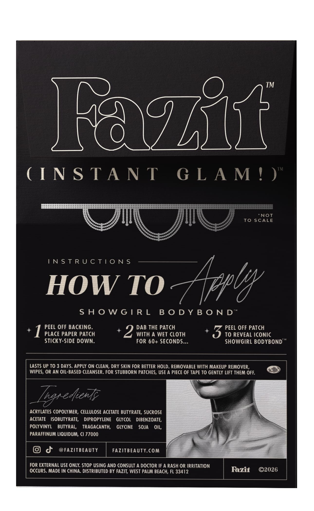 Fazit Makeup Patches - Showgirl Bodybond - Glow Up Make-Up Patches - Cute Glitter Makeup Accessories for Women - Cosmetic Body Glitter Beauty & Personal Care Fazit