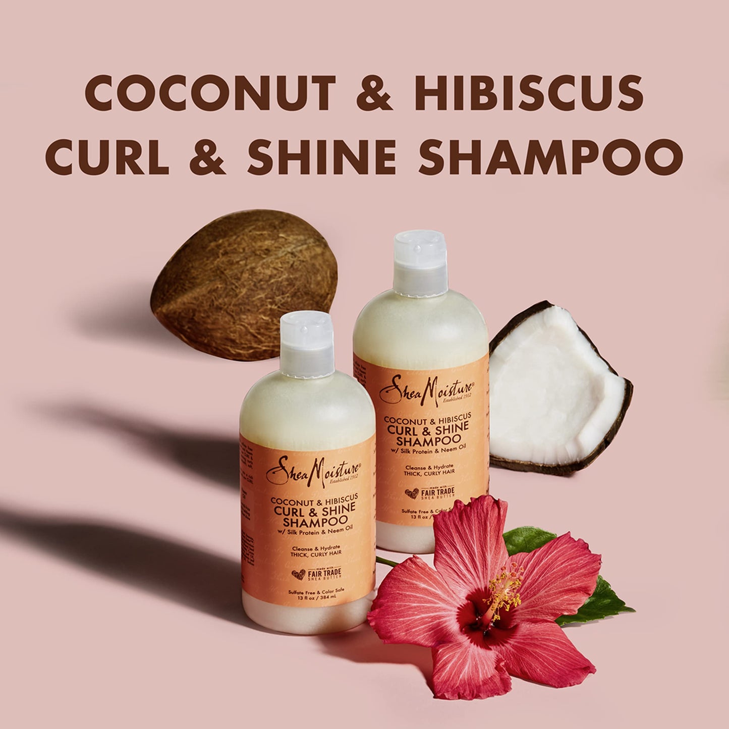 SheaMoisture Curl and Shine Coconut Shampoo for Curly Hair Coconut and Hibiscus Paraben Free Shampoo 13 oz 2 Count Beauty and Personal Care Shea Moisture