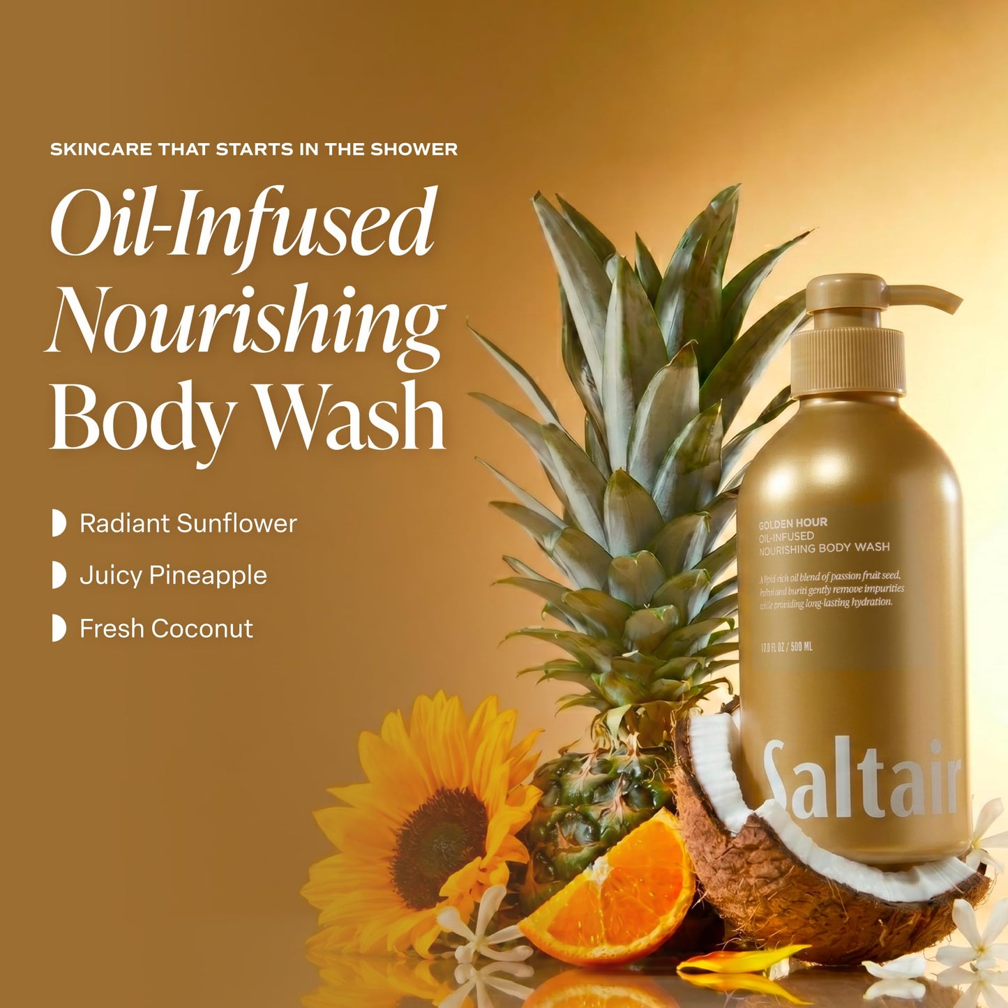 Saltair Body Wash 2-Pack - Moisturizing Body Wash with Vitamin E & Hydrating Oil Blend - Scented Shower Gel for Women and Men - Golden Hour Scent, 2x Beauty & Personal Care Saltair