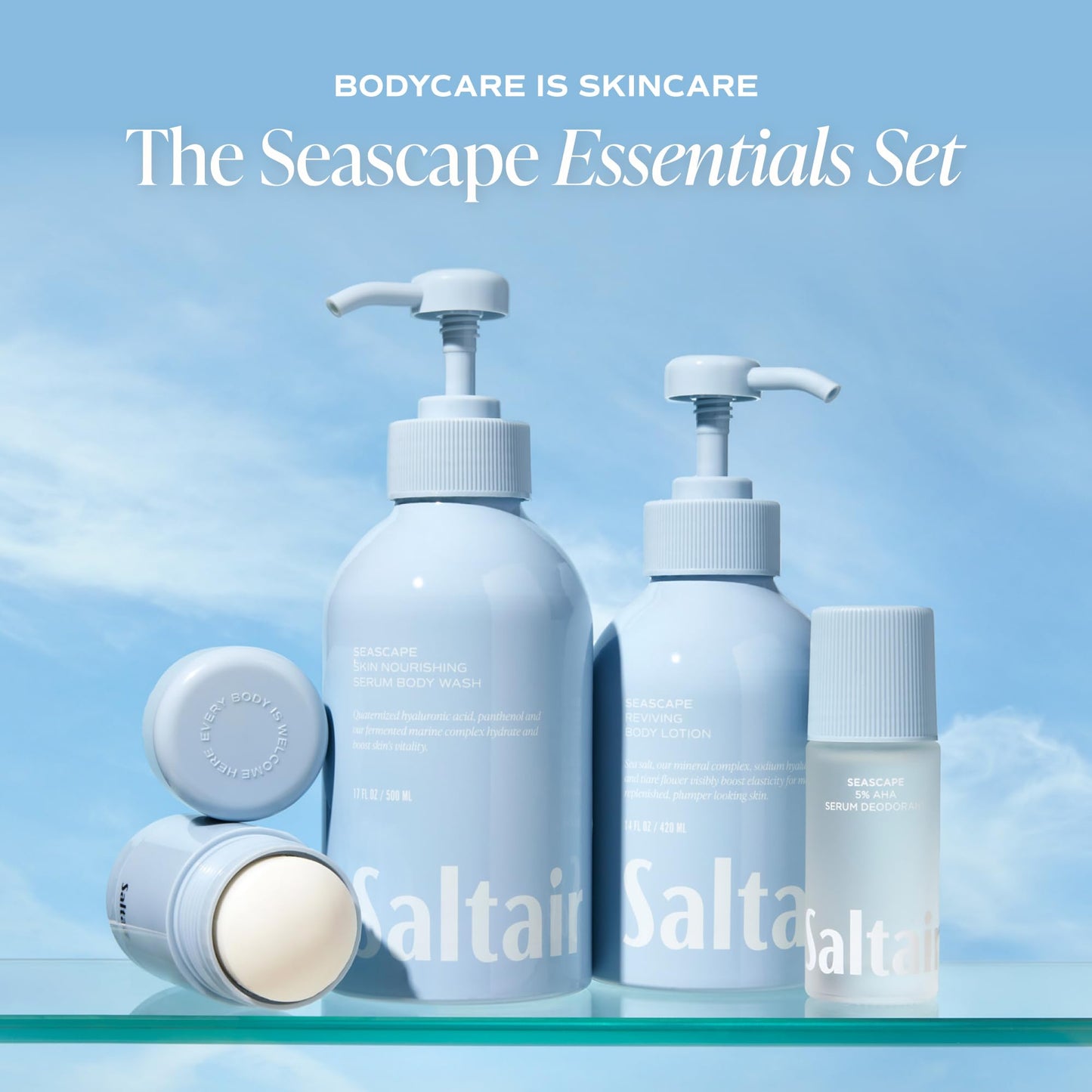 Saltair Serum Deodorant 2 Pack - 5% AHA - Aluminum-Free Odor Control for Women & Men - Mandelic Acid Deodorant with Lactic Acid - Seascape Scent - 2x Beauty and Personal Care Saltair