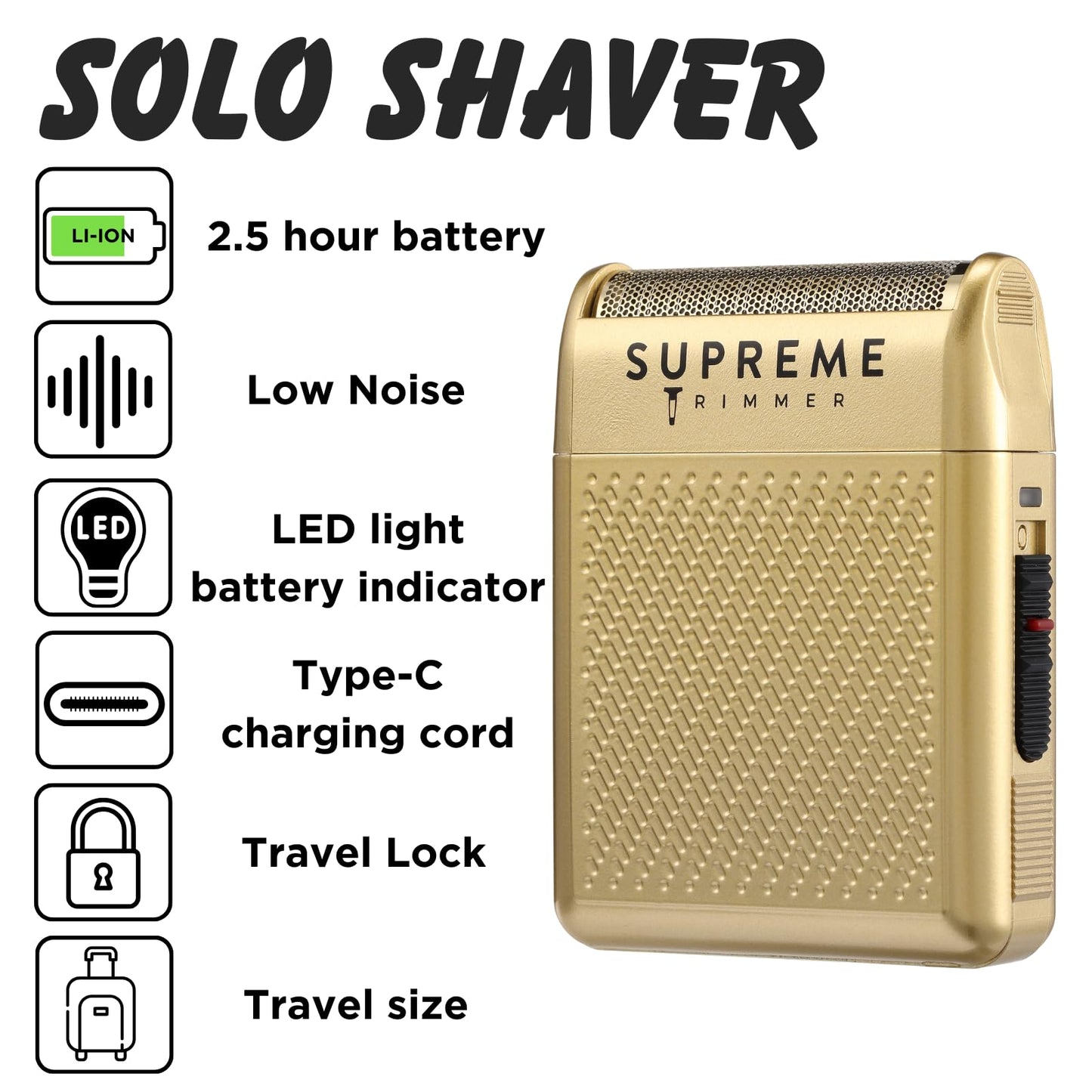 Supreme Trimmer Solo Single Foil Shaver for Pocket - 150 Min Runtime Cordless use, Powerful USB-C Mini Travel Razor for Professional & Home use Beauty and Personal Care Supreme Trimmer