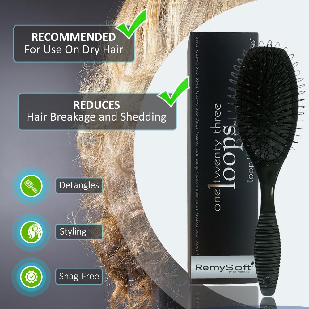 RemySoft One Twenty Three Loops - Loop Brush - Safe for Hair Extensions, Weaves and Wigs