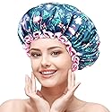 mikimini Large Shower Cap for Women Long Hair, 2 Pack,Flamingo Shower Caps with Pink Lace, Double-layer Waterproof, Reusable, Washable,X-Large (Pack Beauty & Personal Care mikimini
